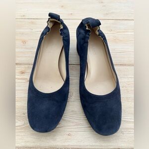 Everlane Navy Blue Suede Block Heel Pumps Made in Italy Size 7